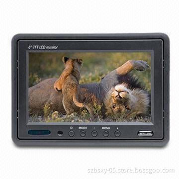 6-inch Car Monitor with 12 to 24V Input, 800 x 480 Dots Resolution, ≤7W Power Consumption